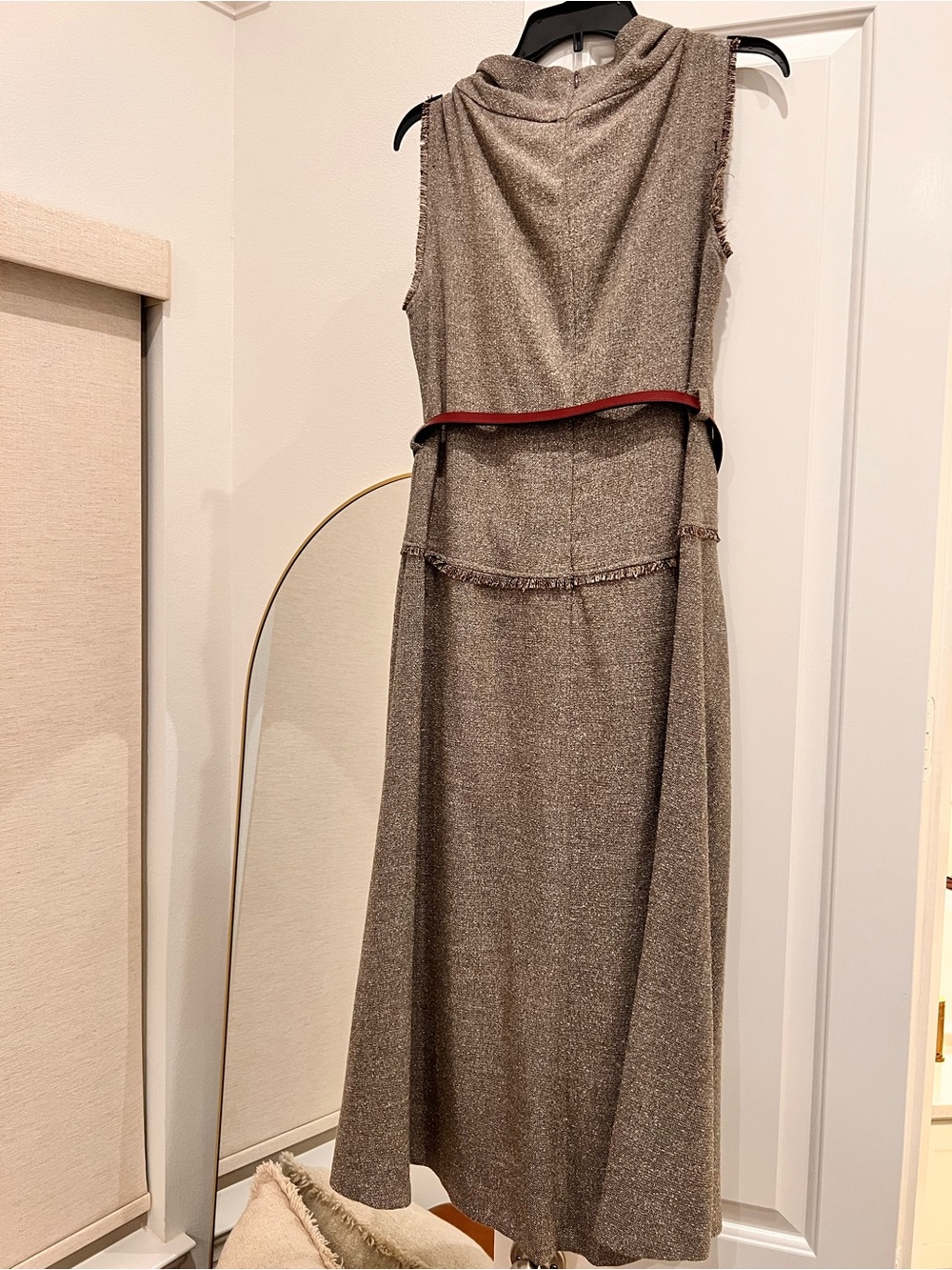 Zara Brown Sleeveless Midi Dress with Cowl Neck - Picture 2 of 4
